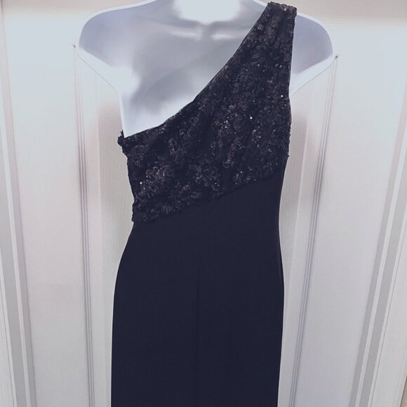 Lauren Ralph Lauren Jersey Evening Gown-Maxi Long Black Sequin-Size 4-Classy- - Picture 11 of 15